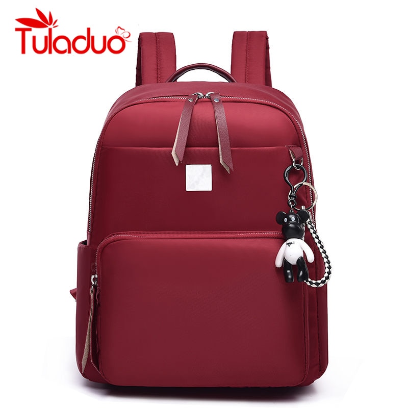 Tuladuo kvinnlig ryggsäck preppy stil dam ryggsäck oxford axelväskor björn hänge dam toto