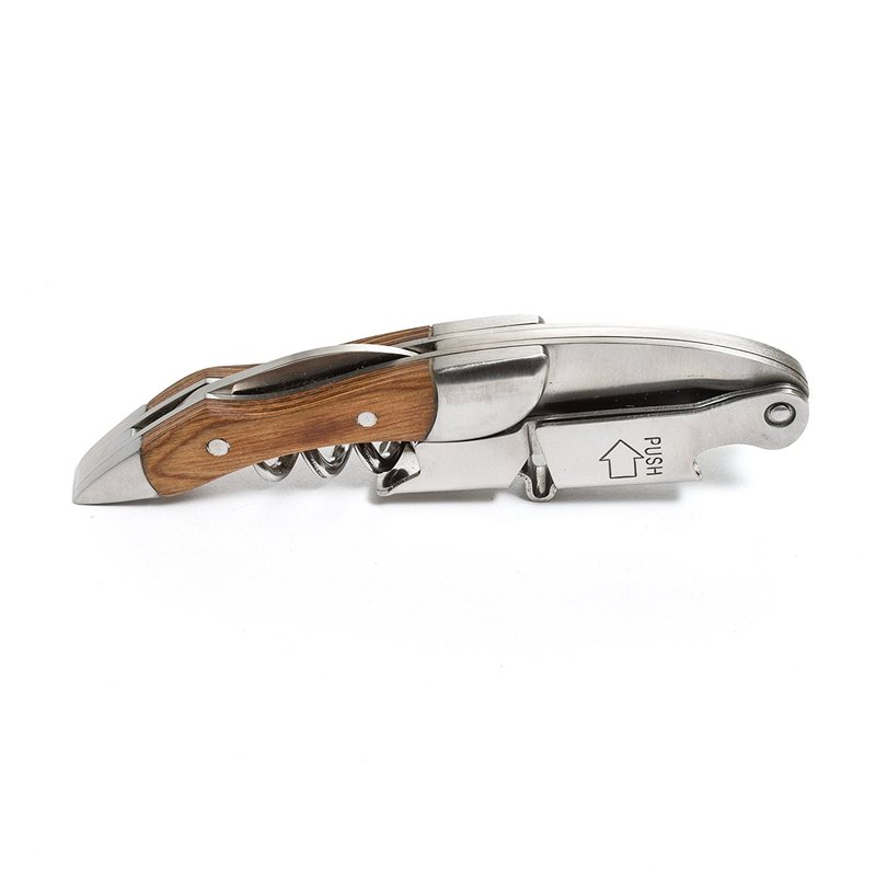 Premium Heavy Weighted Double Lever Waiters Corkscrew and Wine Bottle Opener with Natural wood, Beer Opener and Foil Cutter