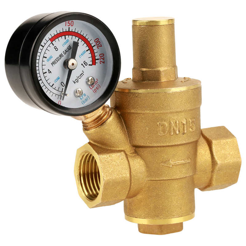 DN25/DN20/DN15 Brass Adjustable Water Pressure Regulator Reducer Maintain Valves Regulator Valves Welding Pressure Gauge Meter: DN15