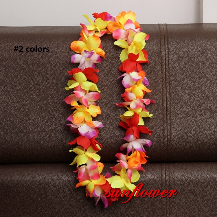 1 st hawaiianska konstgjorda blommor leis krans halsband krans självhäftande klänning hawaii strandfest dekoration påsk: Färger