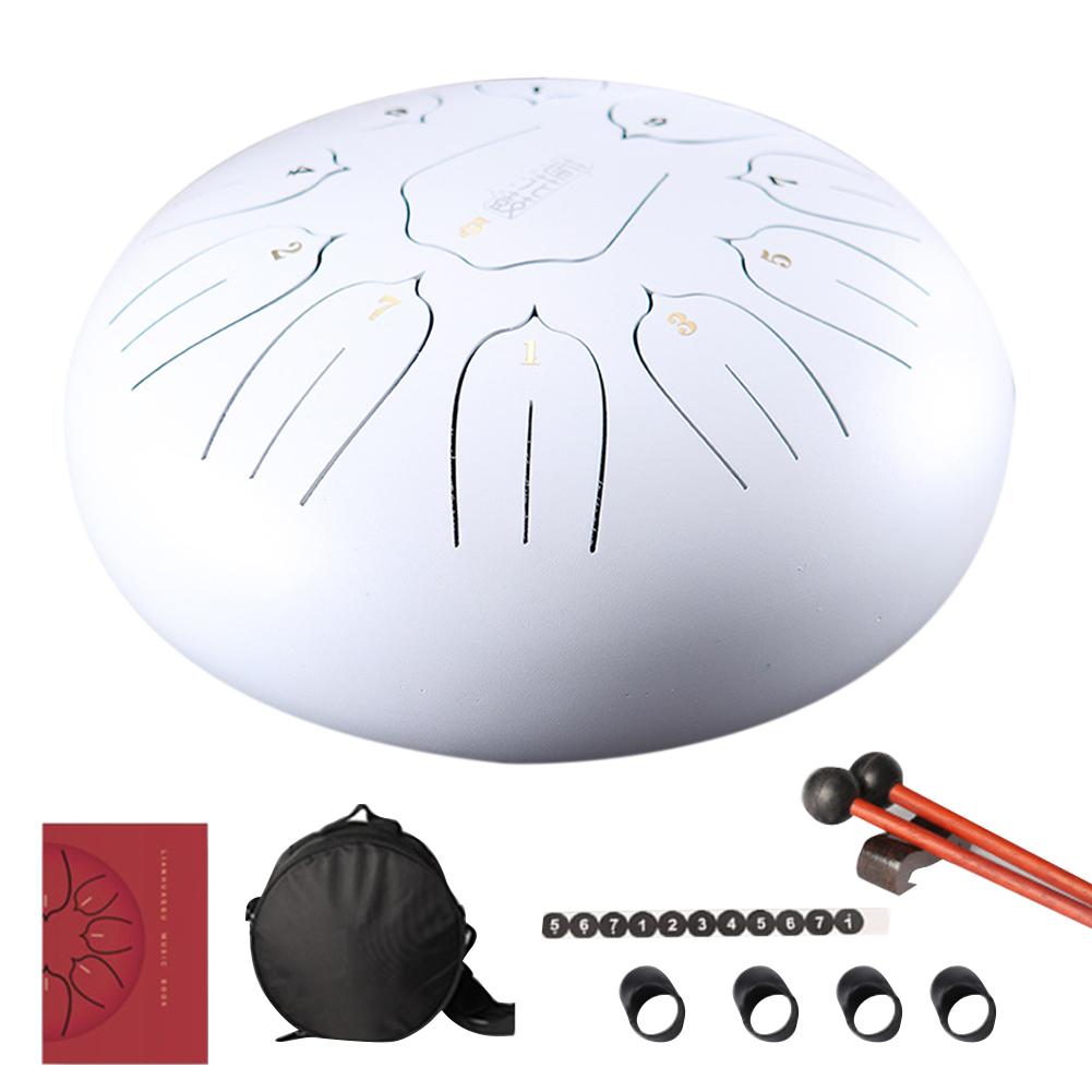 12 zoll Mini Trommel 11 Tone Stahl Zunge Trommel Handpan Instrument Mit Padded Trommel Tasche Und EIN Paar Von Schlägel musical Instruments: White
