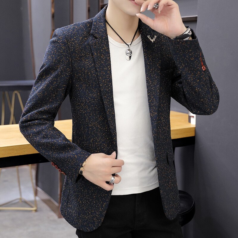 Blazer Men 2020 New Fashionable Casual Dot Printed Business Men Slim Mens Blazer