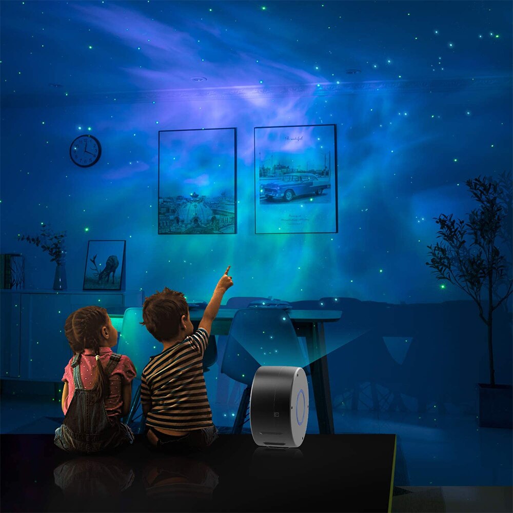 Kleurrijke Galaxy Sky Projector Light Roterende Water Zwaaien Nachtlampje Spraakbesturing Muziek Speler Romantische Projectie Led Lamp