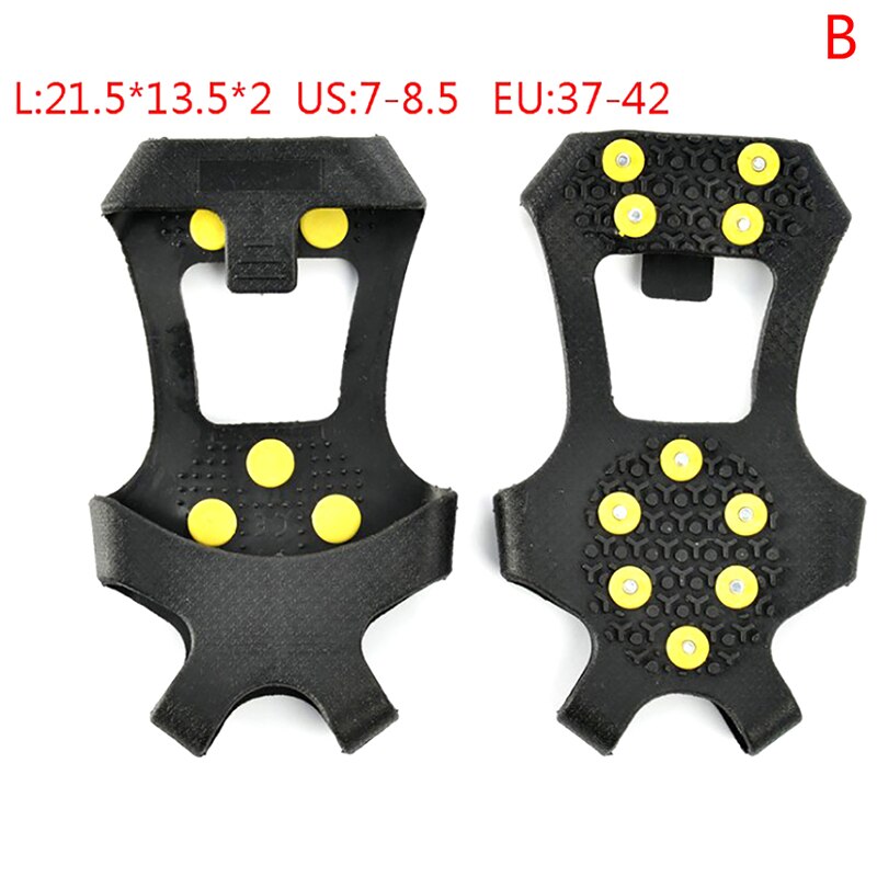 1 Pair Ice Snow Grips Cleat Over Shoe Boot Rubber Spikes Anti Slip Studs Crampons Stretch Footwear 10 Steel Studs: White