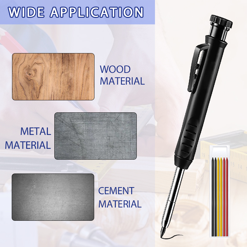 Solid Carpenter Pencil Set Woodworking Tools Mechanical Pencil Set Construction Carpenter Marker Multi-box Refill Leads Scriber