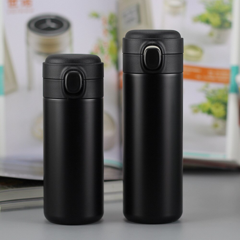 200ML dessin animé eau chaude Thermos tasse bouteille en acier inoxydable vide flacons Thermo tasse café thé voyage Thermocup: 450ml / Black