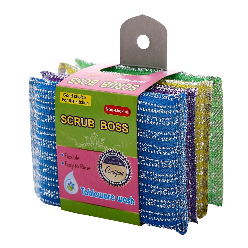 Mesh sponge silver golden foam scouring pad sponge kitchen cleaning scrubber scrub sponge