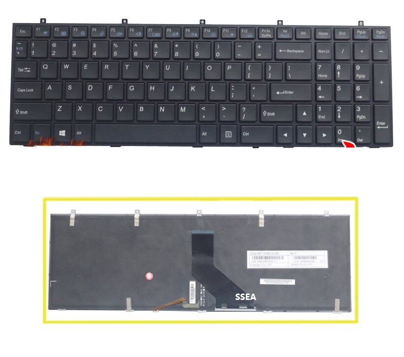 SSEA US toetsenbord met achtergrondverlichting voor Clevo W350 W370 W370ST W670 W350ST W350SK laptop toetsenbord met frame