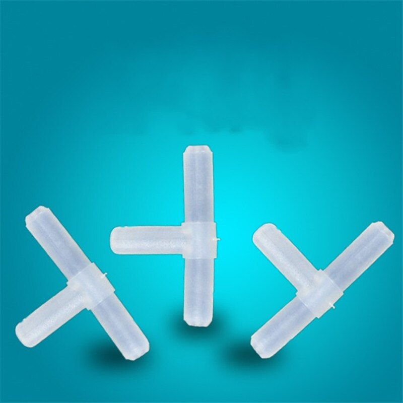 10Pcs 4Mm Plastic Tee 'S "T" 3-Way Aquarium Acuarios Aquarium Luchtpomp Lijn tubing Gewrichten Connectors Luchtpomp Accessoires