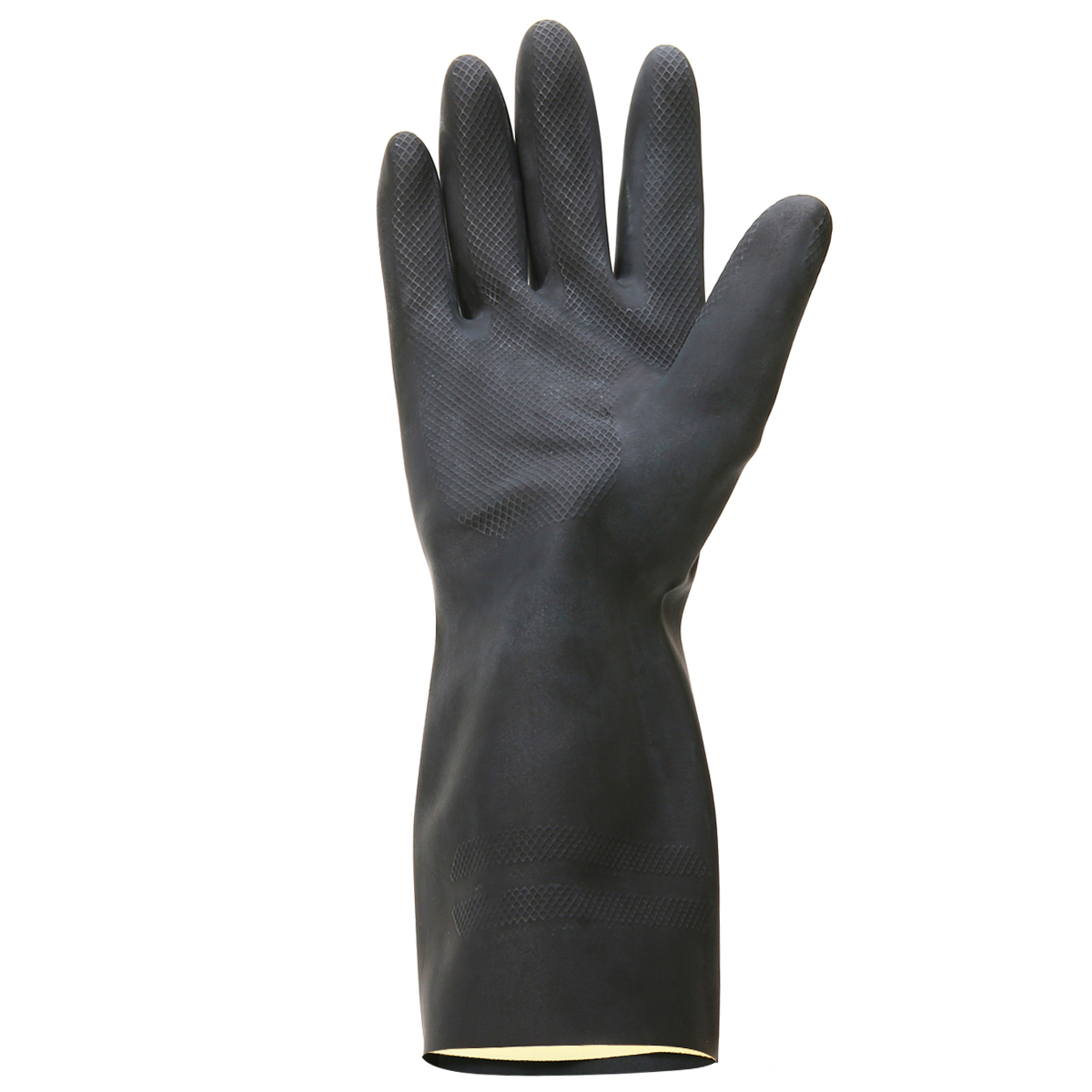 2 stk sorte tunge naturgummihandsker husholdningshandsker syrealkalibestandig kemisk handske til haveværktøj
