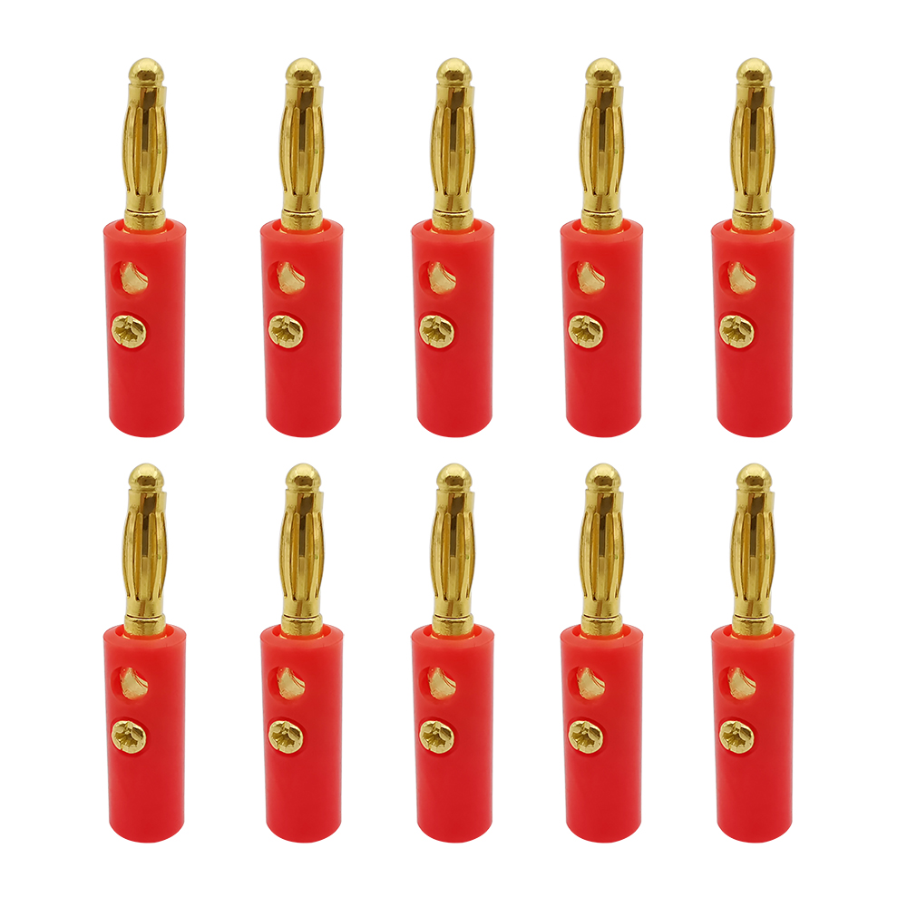 10 stück rot-schwarze 4mm- bananenstecker-lautsprecherkabelverbinder, vergoldet/vernickelt, 4mm bananenstecker (männlich/weiblich): Dunkelgrau