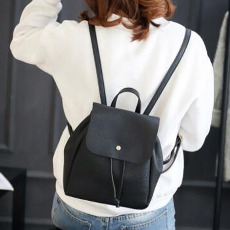Mode Vrouwen Rugzak Vintage Pure Kleur Lederen Schooltas Rugzak Satchel Rugzak Vrouwen Schoudertas Bolsa