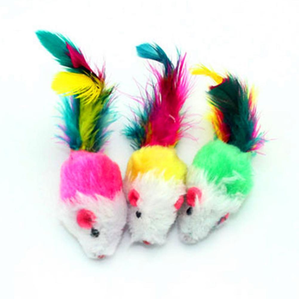 10 pièces fausse souris Pet chat jouets Mini jouets de jeu avec plume colorée Pet chat plume souris jouets