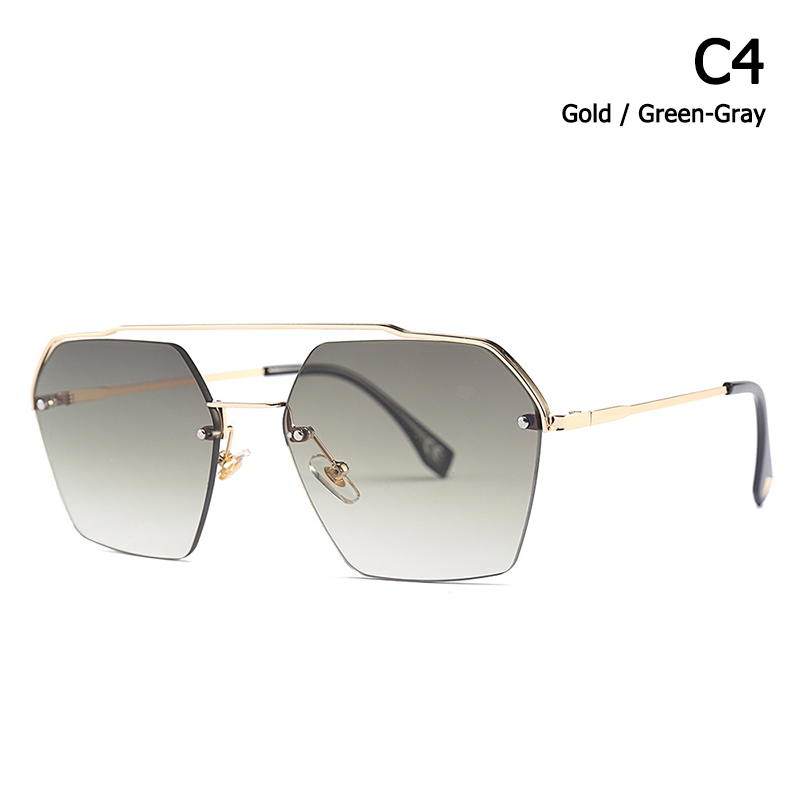 JackJad gafas De Sol De Semi-Rimless Hexago estilo remaches mujeres degradada gafas De Sol 25034: C4