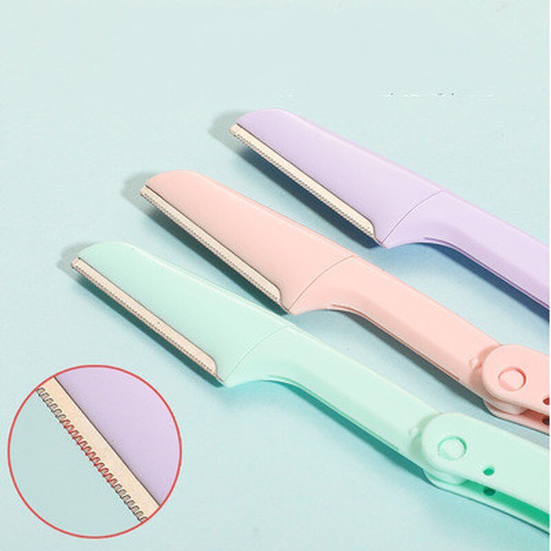 3 Stks/set Vouwen Wenkbrauw Trimmer Wenkbrauw Schaar Voor Beginners Veiligheid Schrapen Wenkbrauw Scheermes Schoonheid Dermaplaning Gereedschap