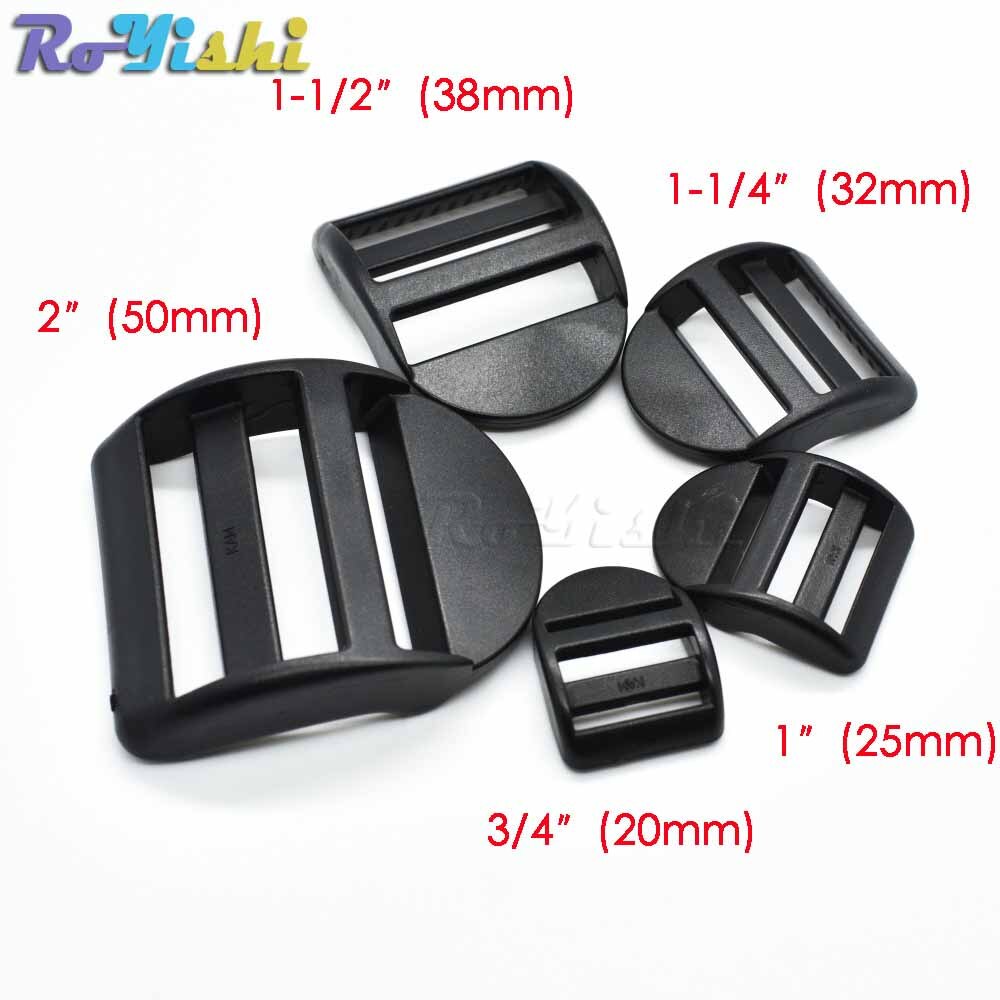 10 st/förpackning plast stege lås reglage spännen ryggsäck band svart band 20mm 25mm 32mm 38mm 50mm