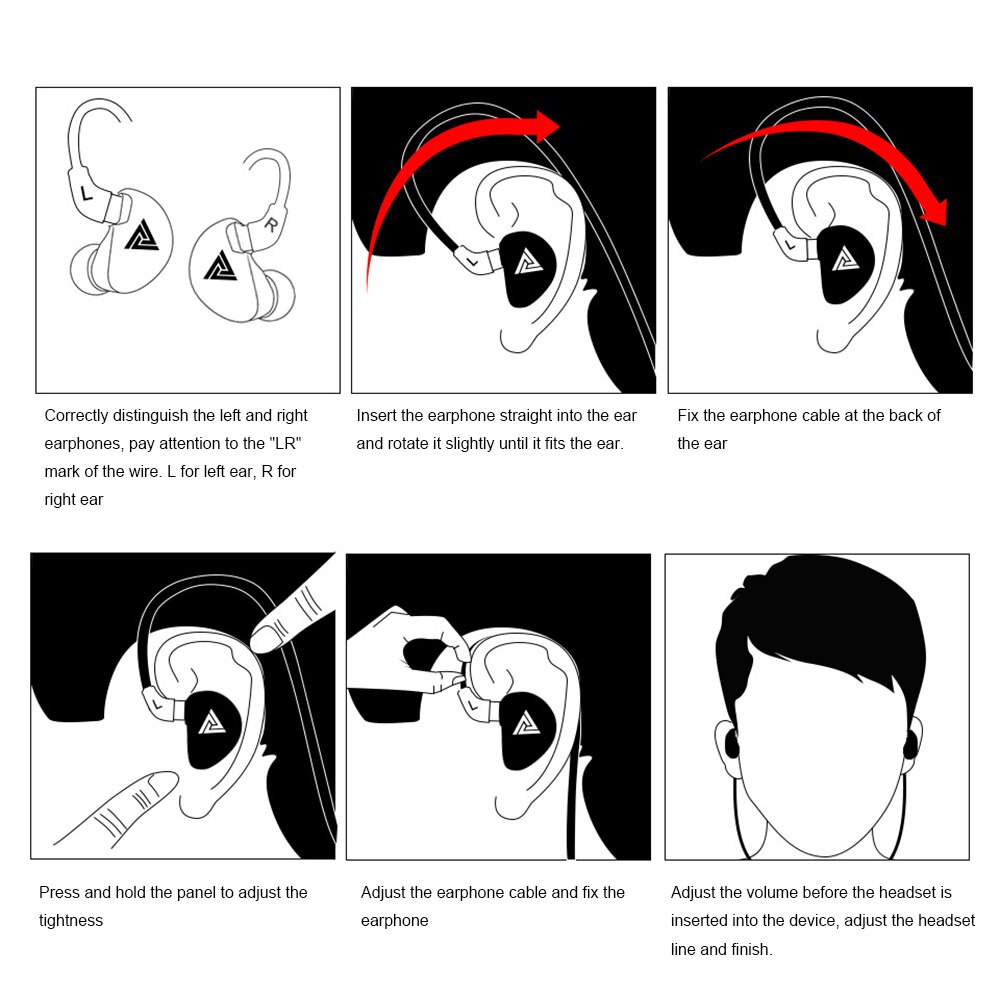 QKZ VK5 Wired Earphone with Mic 4 Unit Moving Ring Heavy Bass In-ear Headset 3.5mm Jack Headphone for Phone PC Laptop MP3 MP4