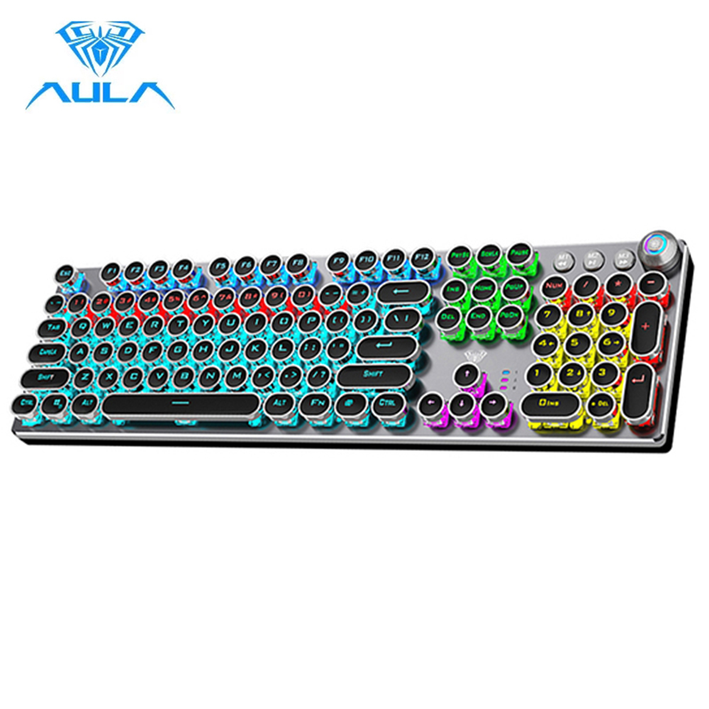 AULA Mechanical Keyboard Blue/ Black/Red/Brown Switch Gaming Keyboards for Tablet Desktop ADD Russian Spanish Korean Hebrew