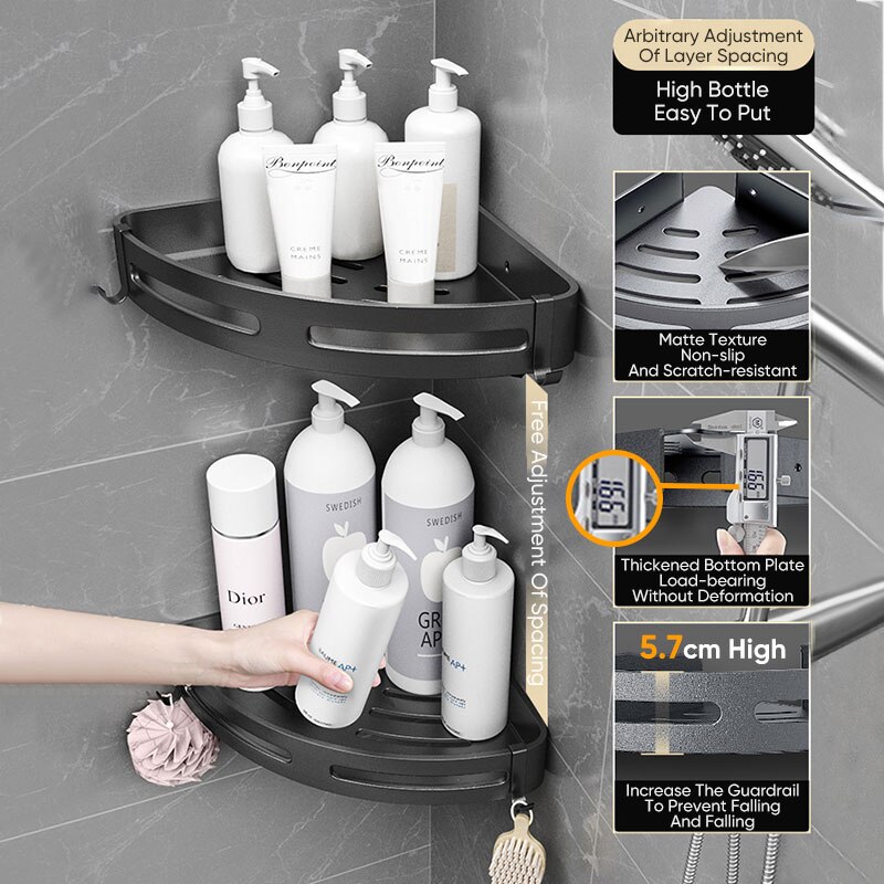 Badezimmer Regal Dusche Regale Ecke Regal Aluminium Wand Halterung Dusche Storage Rack Halter Bad Veranstalter Home Appliance