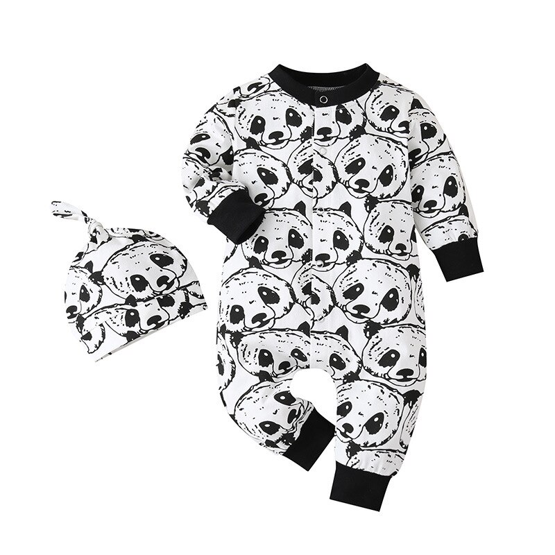 Carter Kleinkind Neugeborenen Panda Druck Overall Frühling/Herbst Baby Jungen und Mädchen Lange Hülsenspielanzug: 3M
