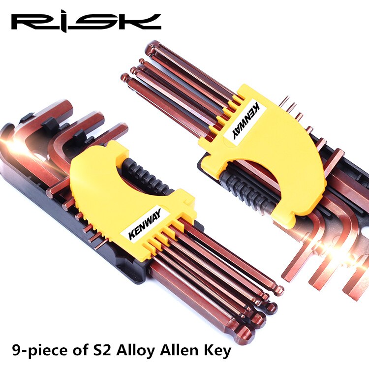 RISK 9pcs 1.5mm - 10mm Hexagon Allen Key Wrench Tools set Ball Head Spanner set Screwdriver Set Tool Kit Allen screw wrench