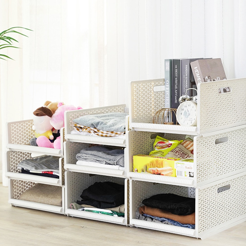 Organizador de roupas flip destacável, caixa de plástico transparente engrossada para gavetas, caixa empilhável, organizador de guarda-roupas, casa, guarda-roupa