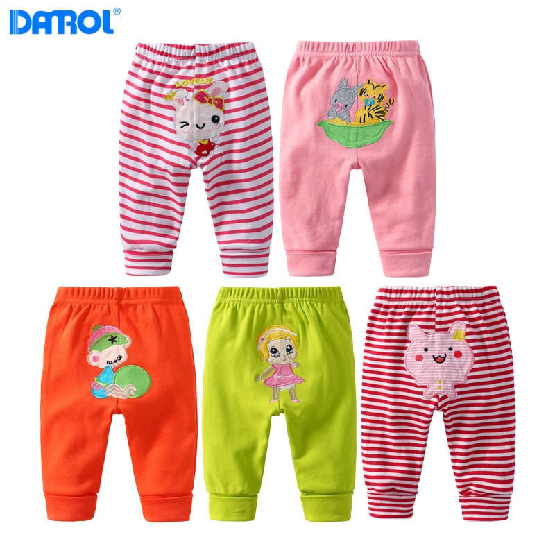 DANROL baby boy girls algodón PP pantalones niños pantalones 5 unids/lote niños suaves pantalones de dibujos animados leggings