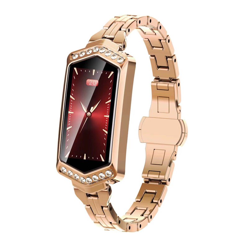 B78 kvinnor smart band fitness armband pulsmätare blodtrycksklocka fitness tracker smart armband för android ios: Guld-