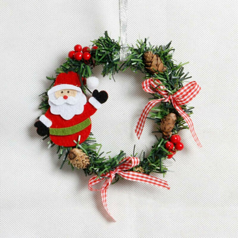 Solid Christmas Wreath Decor Snowman Santa Claus For Xmas Home Party Door Wall Garland Flower Ornaments
