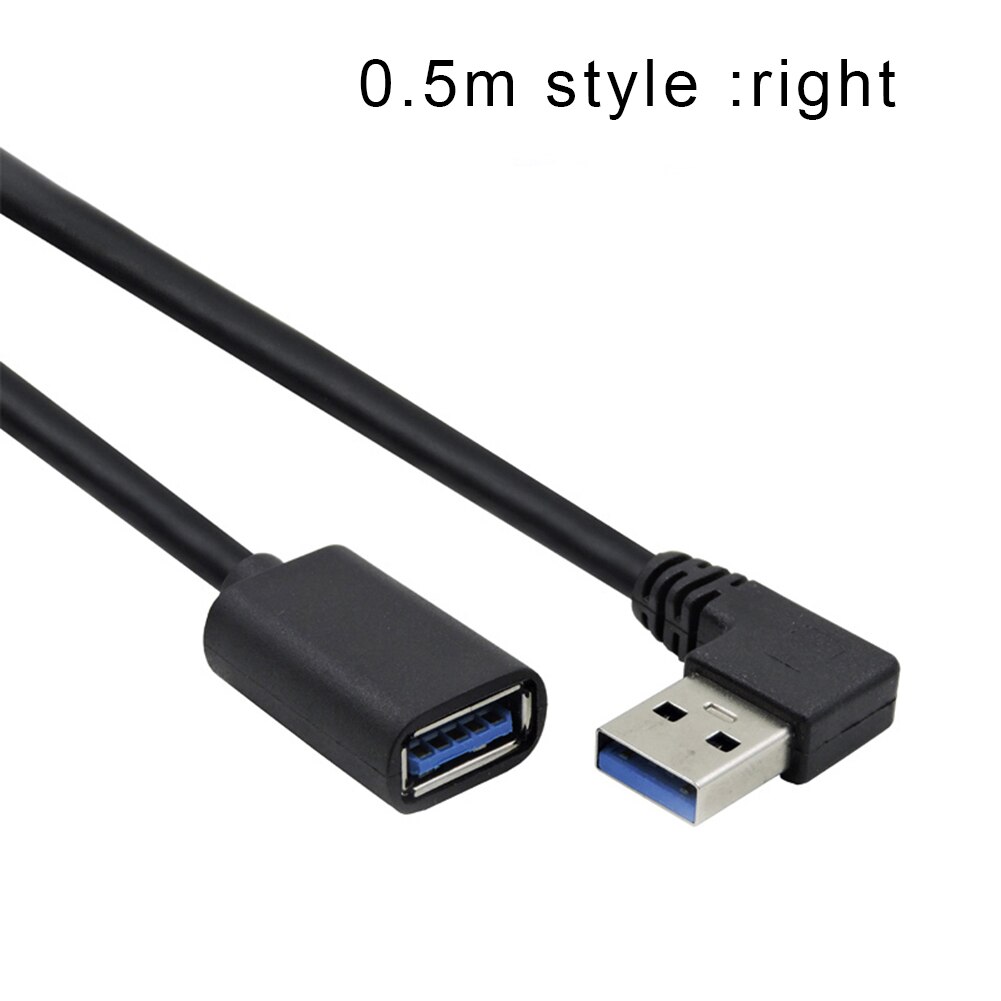 USB 3.0 Extension Cable Data Line 90 Degree Angle High Speed Portable for Home Office Business Data Line Cable Accessories: 0.5m right