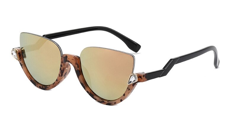 Lunettes transparentes à monture claire bleue pour femmes, demi-monture œil de chat, classique, Vintage: Pink Mirror