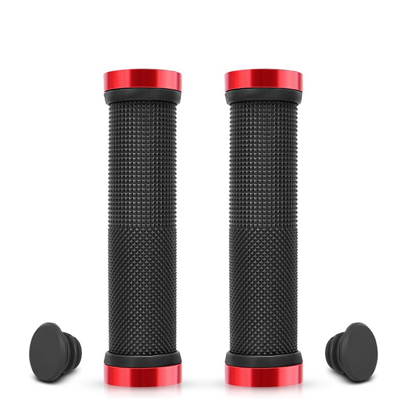 Empuñaduras de goma PE para bicicleta de montaña, puños de aleación con bloqueo Bilateral, mango antideslizante para manillar de ciclismo, accesorios para bicicleta BMX: YELLOW