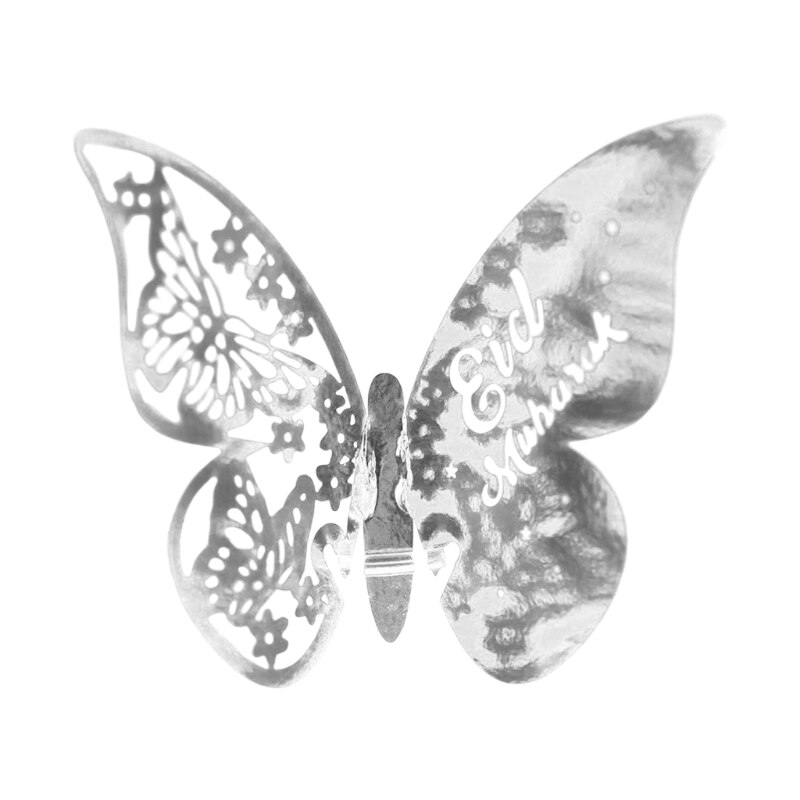 100Pcs 3D Vlinder Nummer Naam Papier Plaats Kaarten Wine Glass Cup Card Eid Mubarak Ramadan Wedding Party Decoratie: S