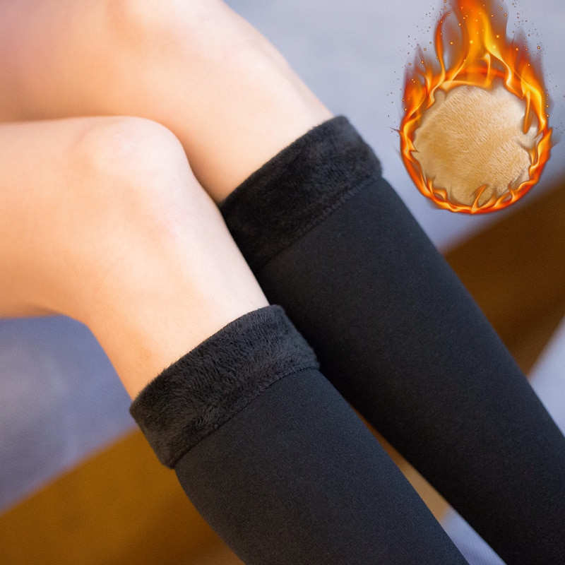 Jeseca-medias gruesas y cálidas para mujer, calcetines hasta la rodilla de lana de Cachemira, botas para el hogar, calcetín para dormir hasta el muslo, calcetín de nieve para invierno