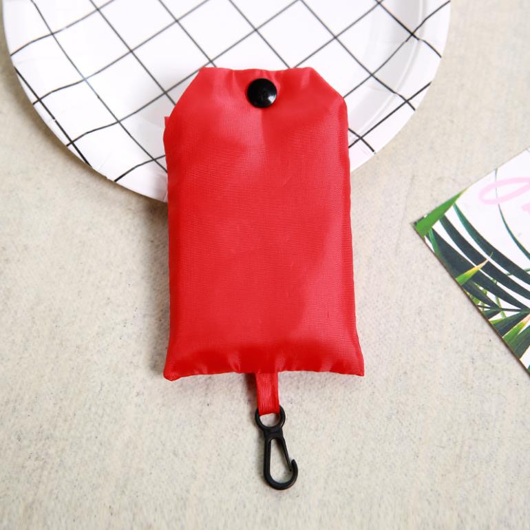 Bolsa de compras de color sólido, ecológica, plegable, reutilizable, portátil, bolso de hombro de poliéster para viajes y comestibles: Rojo