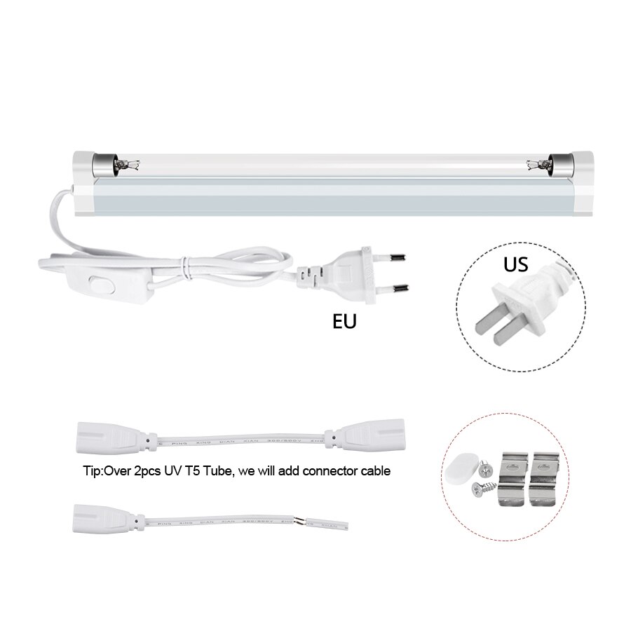 Ozone UV Sterilizer UVC Disinfection Light Bactericidal Lamp Ultraviolet Quartz Germicidal Lamp 110V/220V 6W 8W T5