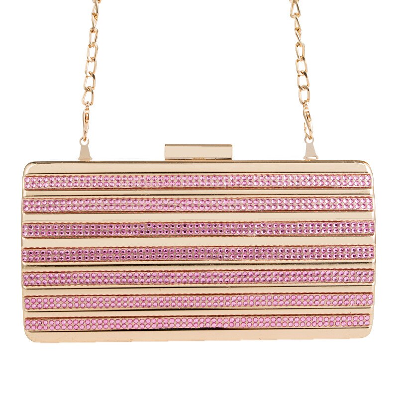 Beste gouden metalen harde blauwe/zwarte diamanten kristal clutches dames lange ketting handtassen dames clutch