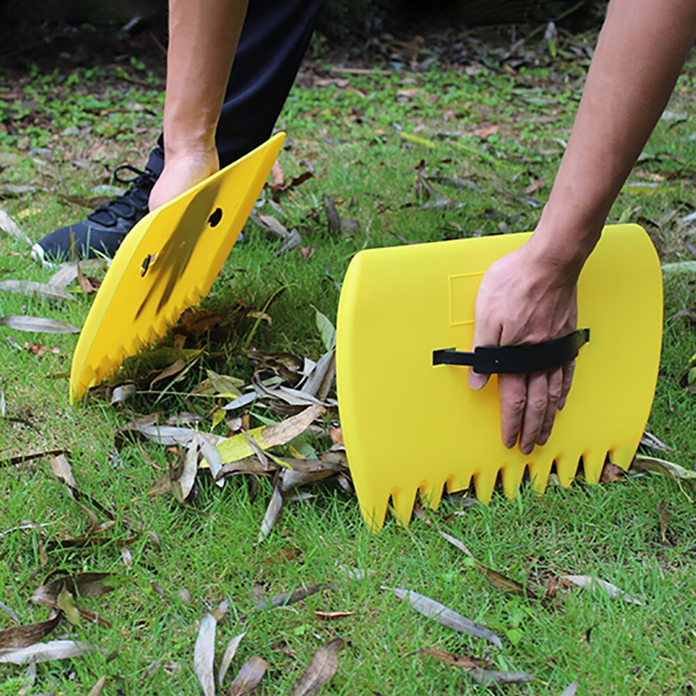 2Pcs Yellow Large Garden and Yard Leaf Scoops,Plastic Scoop Grass,Hand Leaf Rakes and Leaf Collector for Garden Rubbish Great To