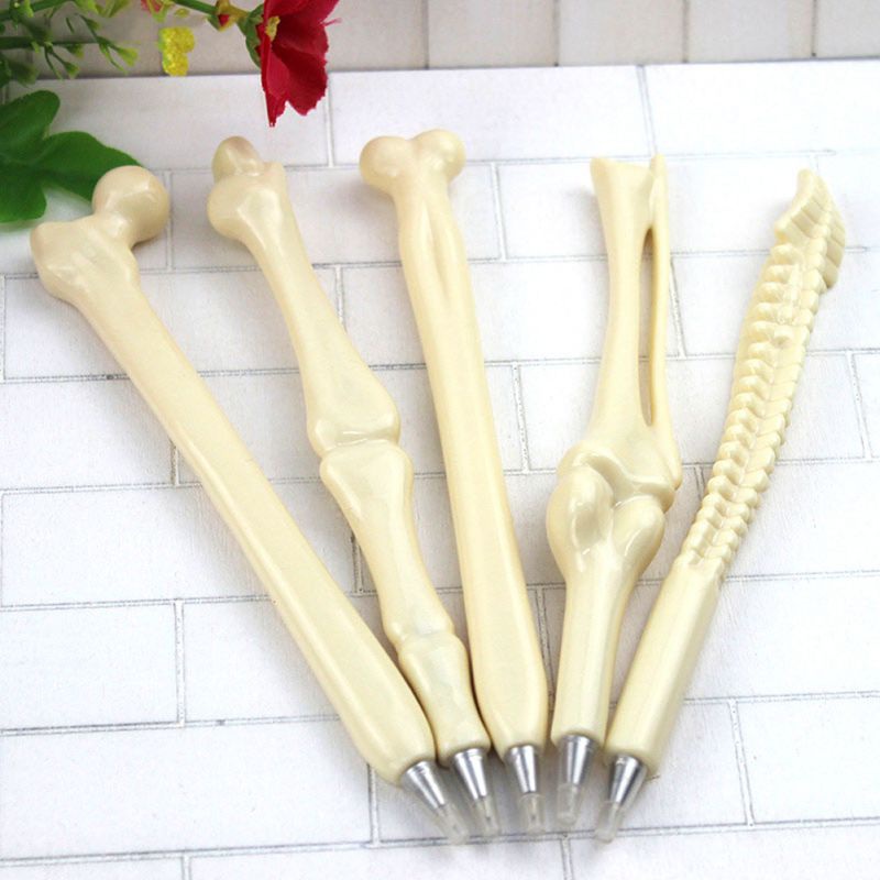 5 stks/partij Balpen Bone Vorm 0.7mm Schrijven Balpennen Blauwe Inkt Refill pen School Kantoorbenodigdheden levert