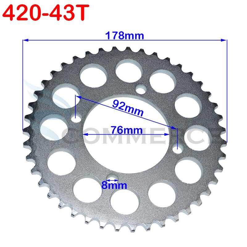 420/428 Chains 35T/37T/39T/41T/43T/45T/48T Motorcycle Chain Sprockets Rear Back Sprocket Cog For 110cc 125cc 140cc Dirt Pit Bike: 420-43T
