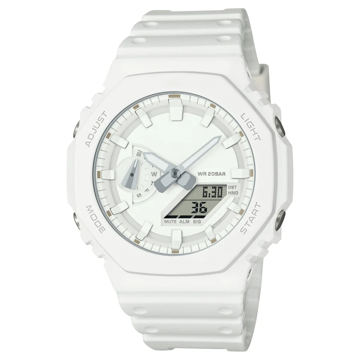 GA-2100 Men's Watch Waterproof and Shockproof Date G Sports Alarm Clock Multi SHOCK functional LED Dual Screen Watch: Silver