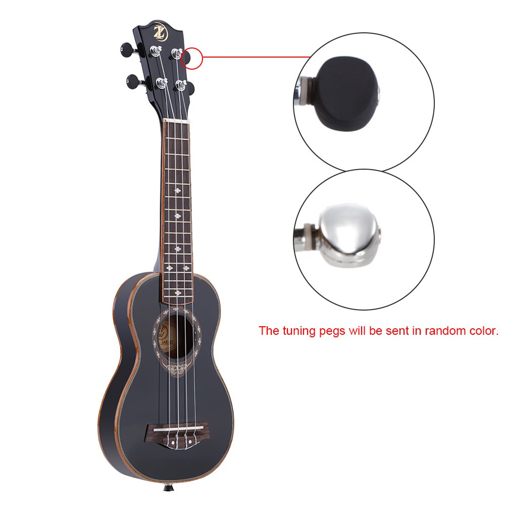 21" Soprano Ukulele 4 Strings Spruce Ukulele Ultrathin Special Black Color