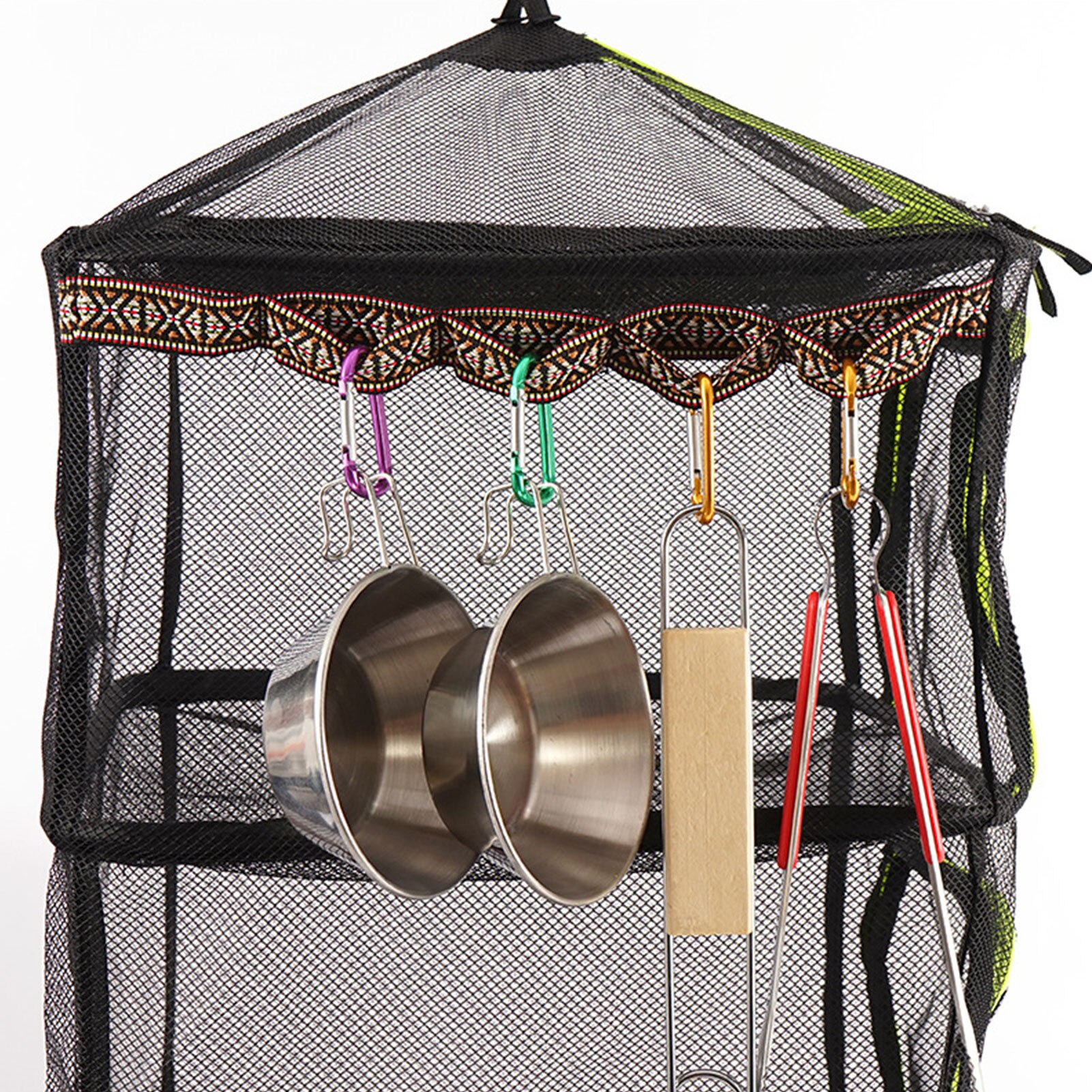 Pliable 4 couches suspendus séchage Net pêche étendoir avec fermetures à glissière séchoir maille poisson légumes fruits herbe suspendus Net sec Cage