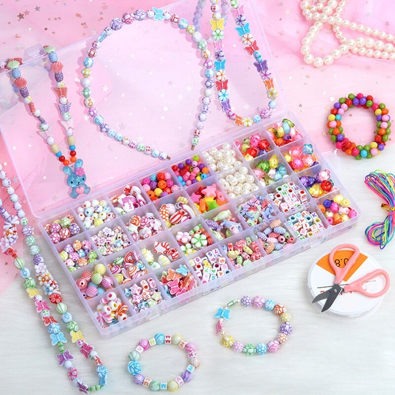 32 Grid Handmade Beaded DIY Children&#39;s Toys Loose Beads Crafts Making Bracelet Necklace Jewelry Set Toy