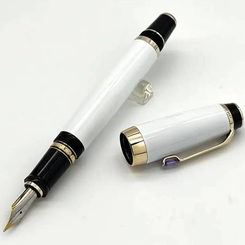 Edição limitada Bohemis Caneta esferográfica de resina preta Mini curta portátil para viagem, escritório, escola, escrita com número de série de gema
