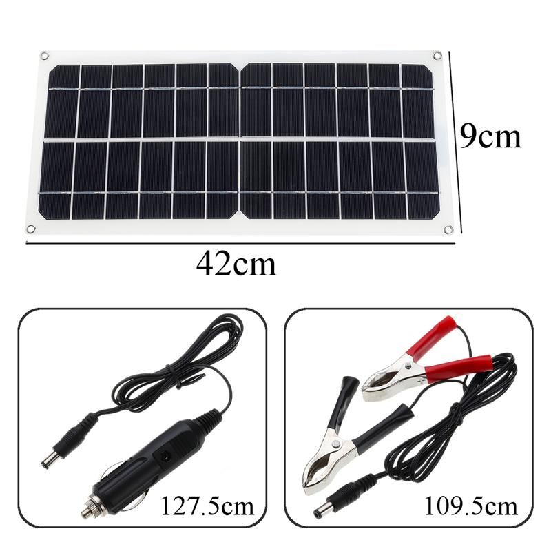 40W Solar Panel Monocrystalline Silicon Cell Solar Panel Double USB Interface with Cigarette Lighter Plug Outdoors DC12-18V