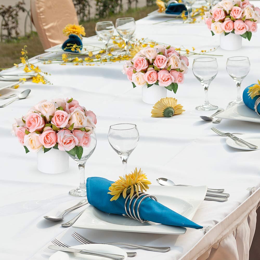 12Pcs Artificial Flowers Rose, Silk Roses Bridal Wedding 1 Bouquet Decoration Home Office Party Decor Arrangements