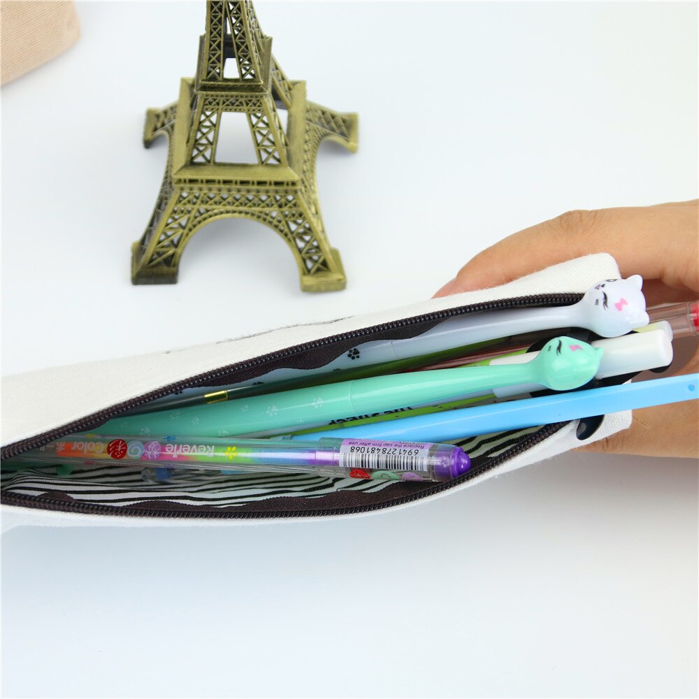 Estuche Retro de lino con torres para lápices, material de escritorio escolar, suministros de oficina, estilo de París para estudiantes, 1 unidad