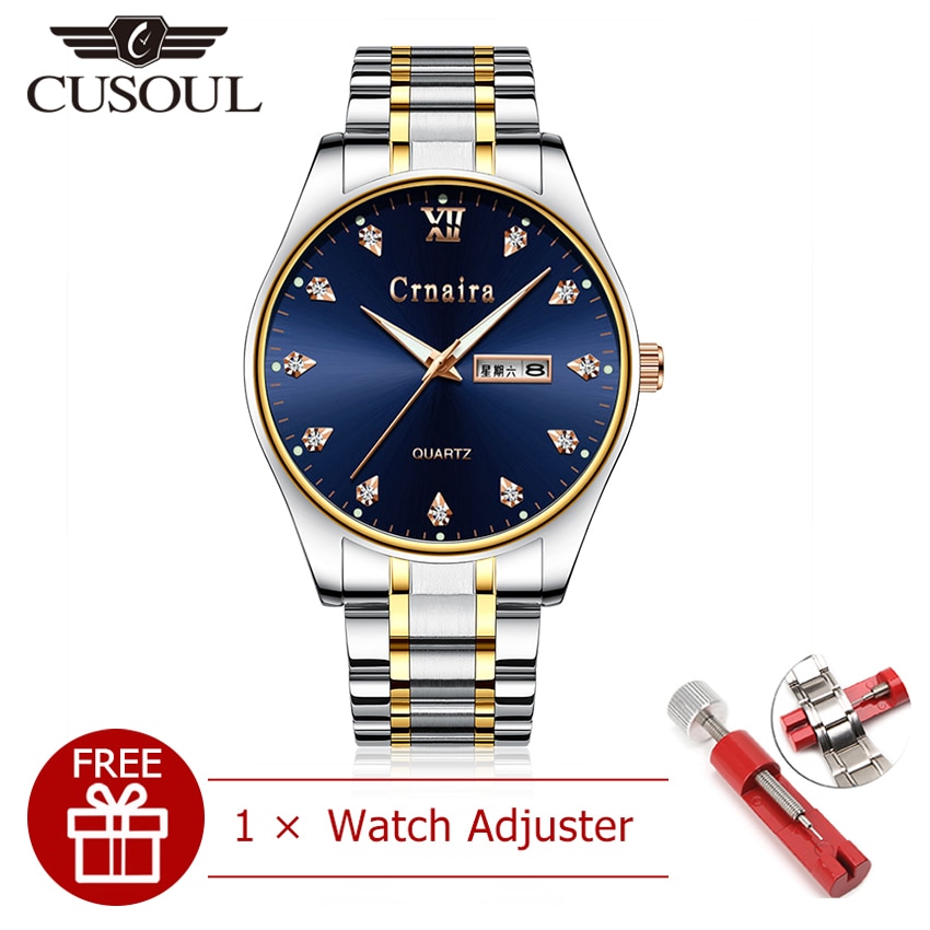 Cusoul Mode Mannen Quartz Horloges Mannen Commerciële Stalen Strip Horloges 30 M Waterdichte Masculino Luxe Horloges