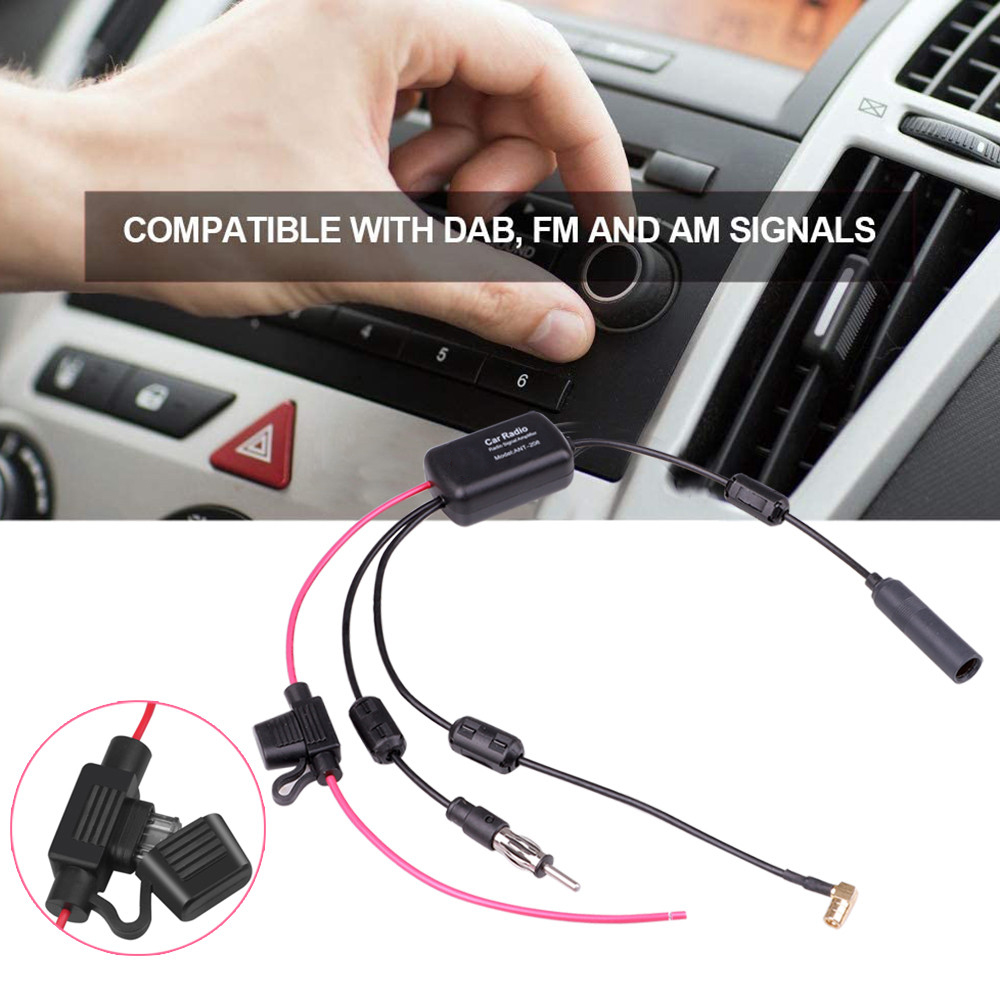 Antena estéreo para coche DAB + FM, adaptador de Cable divisor aéreo, amplificador de señal de Radio de 12V, amplificador de señal de antena FM/AM, accesorios para coche